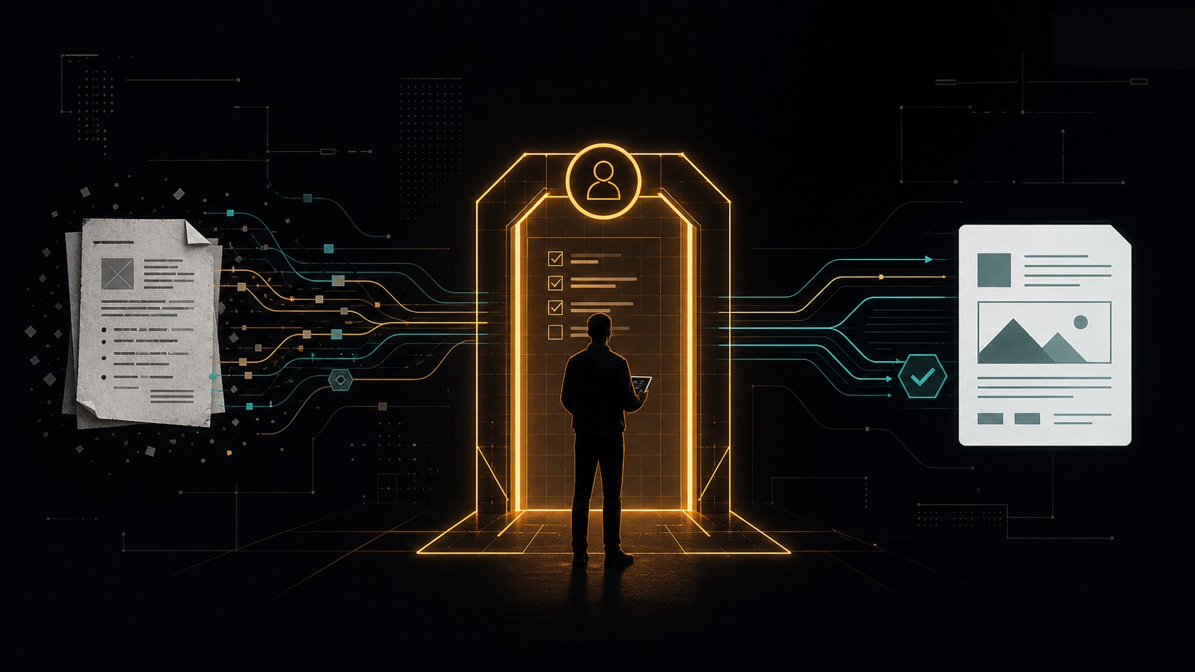 A human approval checkpoint between an AI draft and an approved output